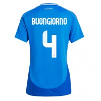 Camisa de Futebol Itália Alessandro Buongiorno #4 Equipamento Principal Mulheres Europeu 2024 Manga Curta